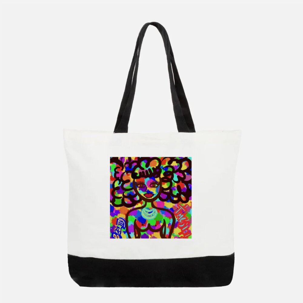 💚NEW!Large Cotton Tote "AFRO BEAUTY" my Art print